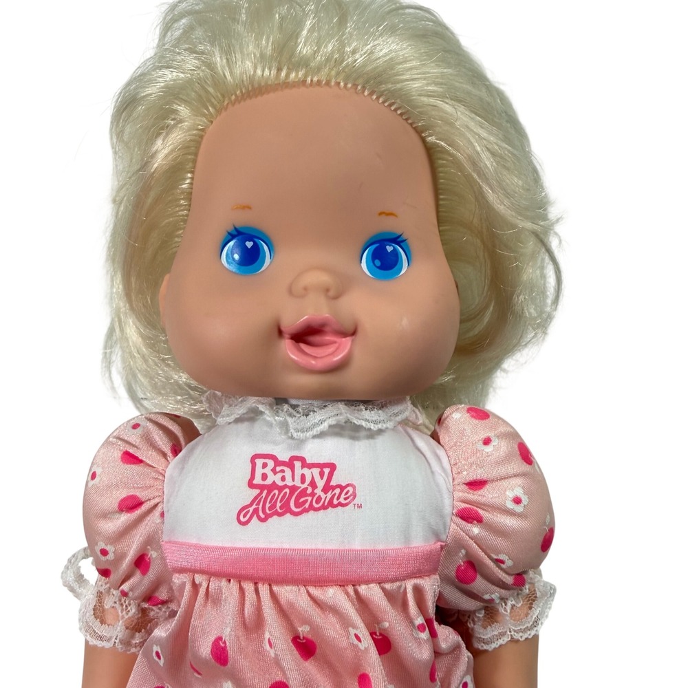BABY ALL GONE Vintage 1991 Kenner Doll Blonde Blue Eyes Pink Cherry Outfit